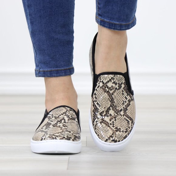 Snake Python Skin Print Fashion Slip On Sneakers Shoes - Picture 11 of 14